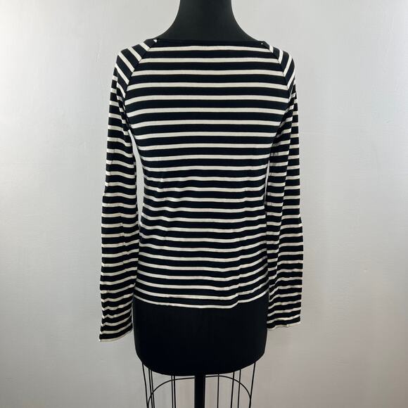 THEORY Long Sleeve Black White Stripe Pullover Layer S Small Classic - Picture 6 of 7